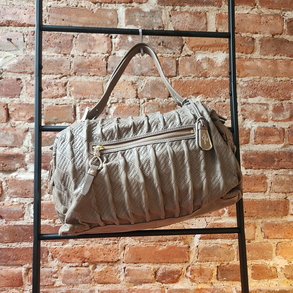 Cole Haan Elegant Taupe Quilted All-Leather Handbag